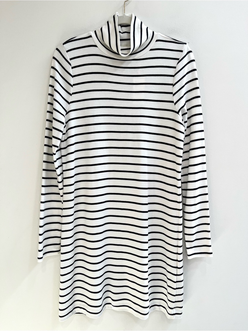 Vineyard Vines Marshmallow Cream Black Striped Simple Turtleneck Dress Large
